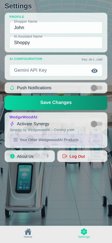 AuraShop settings screen