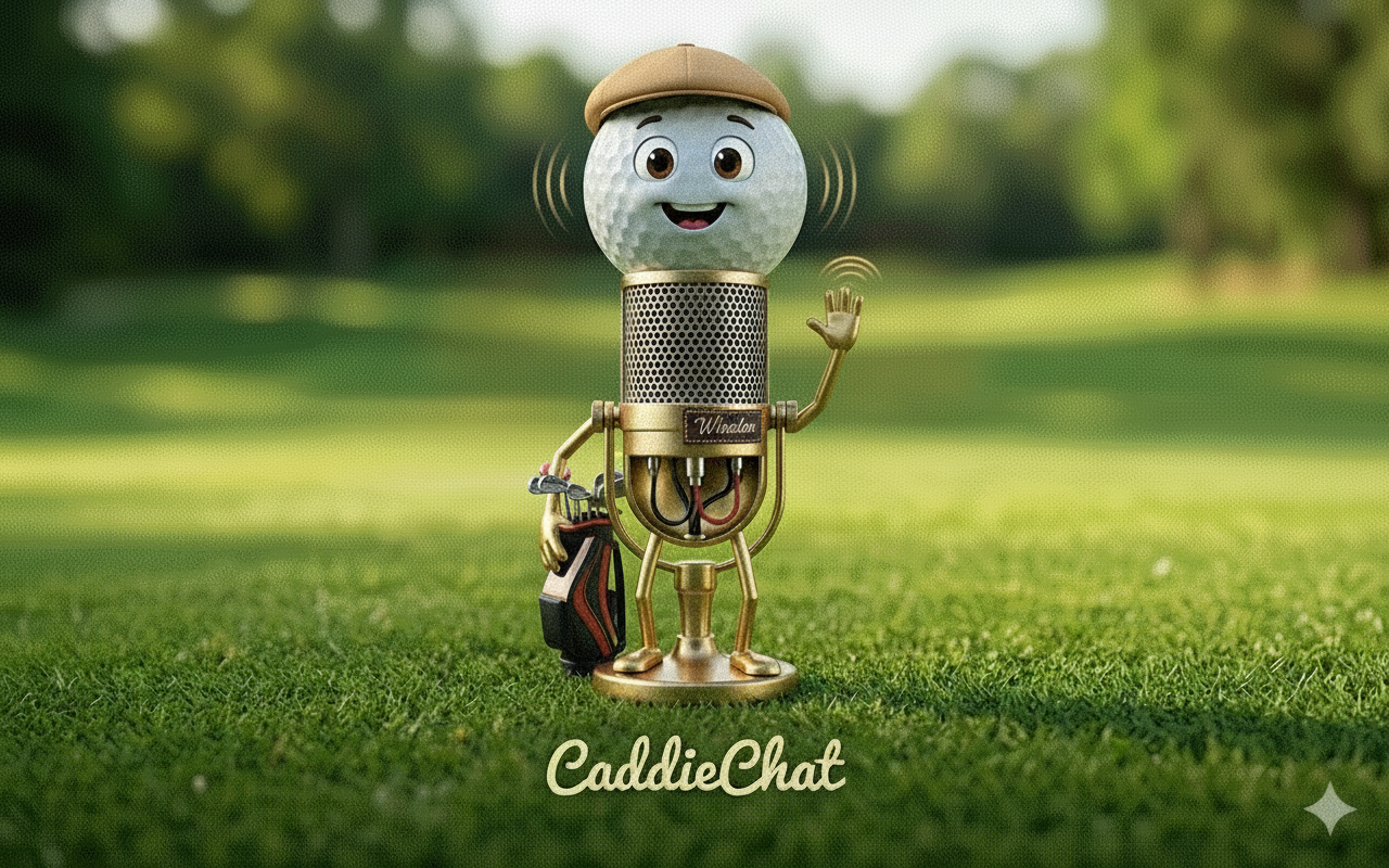 CaddieChat mascot Winston on a golf course