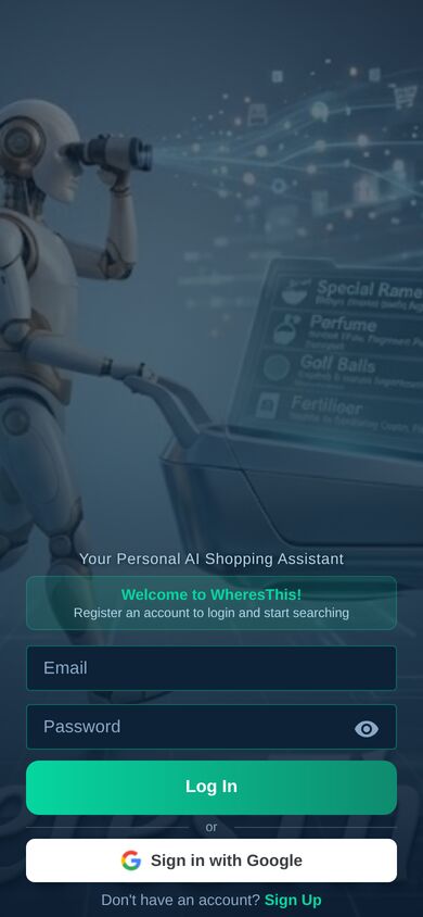 WheresThis? sign in screen